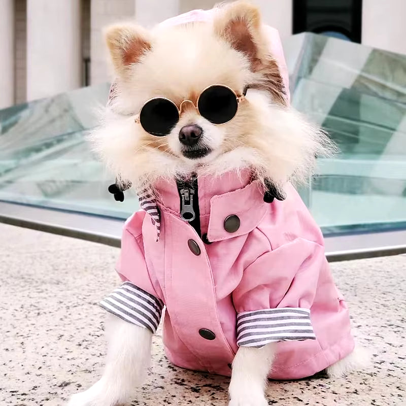 Waterproof Windproof Dog Coat for Small to Large Breeds - Rain Jacket and Sport Hoodie in Pink and Yellow