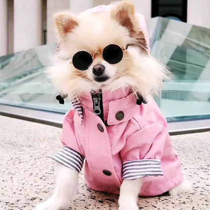 Waterproof Windproof Dog Coat for Small to Large Breeds - Rain Jacket and Sport Hoodie in Pink and Yellow