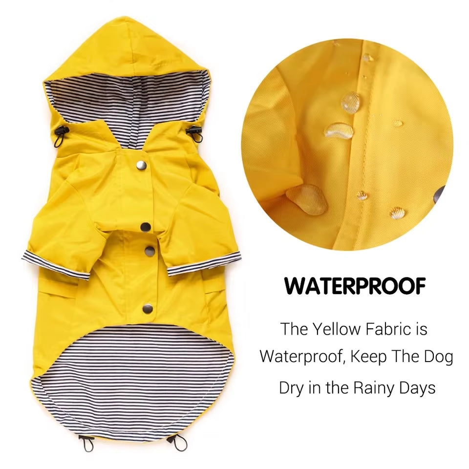 Waterproof Windproof Dog Coat for Small to Large Breeds - Rain Jacket and Sport Hoodie in Pink and Yellow