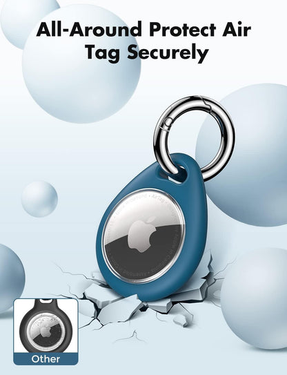 360° Protective Case for AirTag (1st & 2nd Generation) - 4 Pack TPU Full Cover Keyring Holder with Premium Zinc Alloy Spring Clip, Scratch-Resistant Design for Keys, Bags, and Luggage
