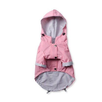 Waterproof Windproof Dog Coat for Small to Large Breeds - Rain Jacket and Sport Hoodie in Pink and Yellow