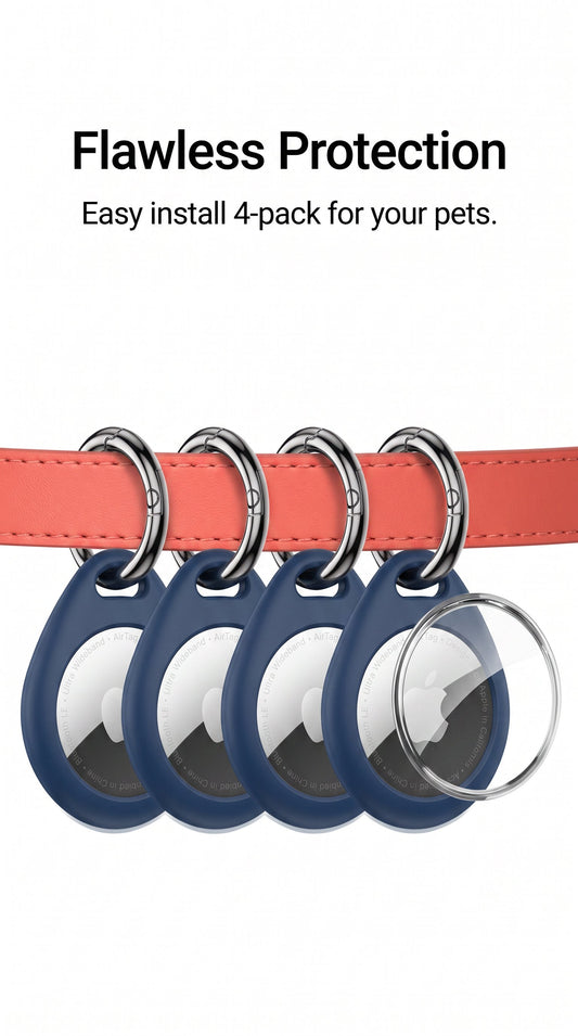 360° Protective Case for AirTag (1st & 2nd Generation) - 4 Pack TPU Full Cover Keyring Holder with Premium Zinc Alloy Spring Clip, Scratch-Resistant Design for Keys, Bags, and Luggage