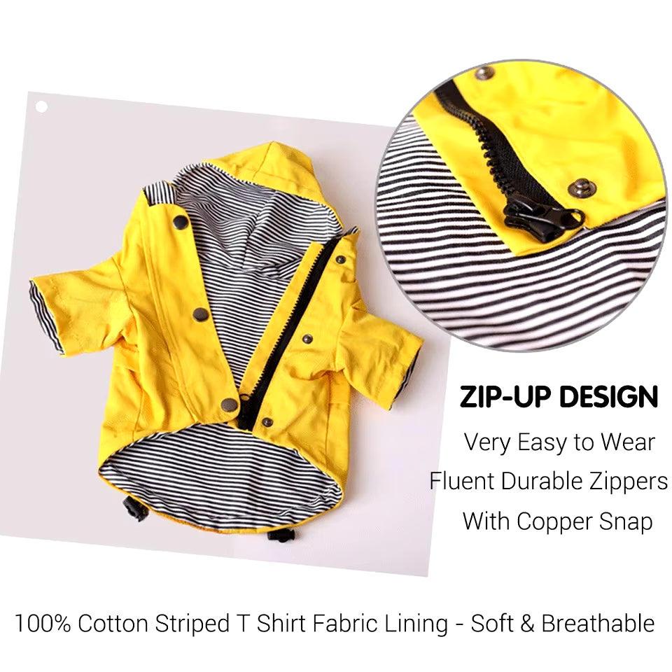 Waterproof Windproof Dog Coat for Small to Large Breeds - Rain Jacket and Sport Hoodie in Pink and Yellow