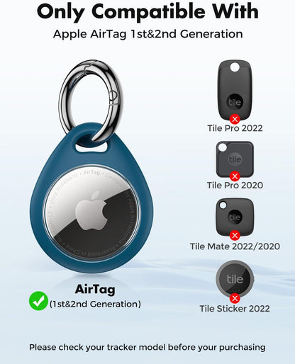 360° Protective Case for AirTag (1st & 2nd Generation) - 4 Pack TPU Full Cover Keyring Holder with Premium Zinc Alloy Spring Clip, Scratch-Resistant Design for Keys, Bags, and Luggage